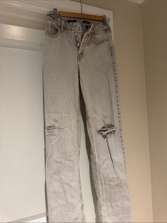 wild fable Denim - wild fable High-Rise Light Gray Distressed Straight Jeans